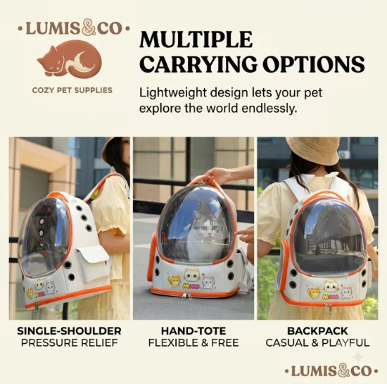 Pet Carrier Backpack with Transparent Dome