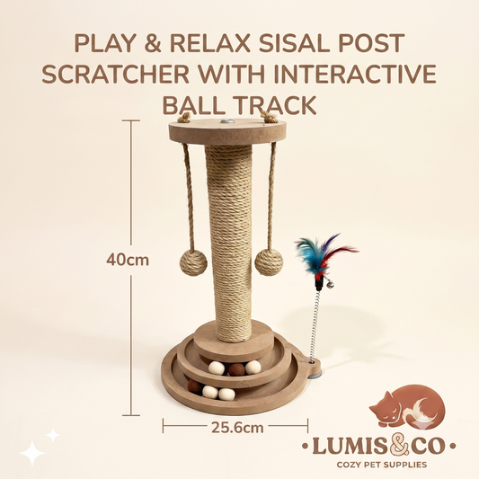 Play & Relax Sisal Post Scratcher with Interactive Ball Track