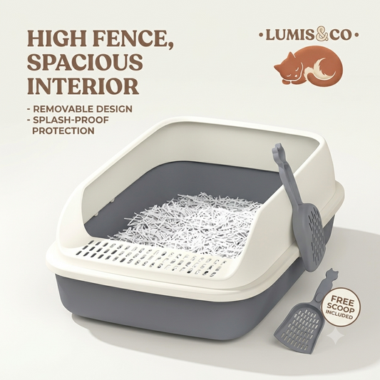 High Fence Spacious Interior Cat Litter Box with Removable Design Splash-Proof Protection with Free Scoop