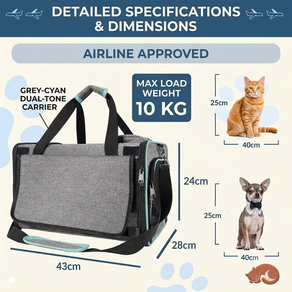 Foldable Large Capacity Cat Carrier with Breathable Mesh and Anti-Stress Design