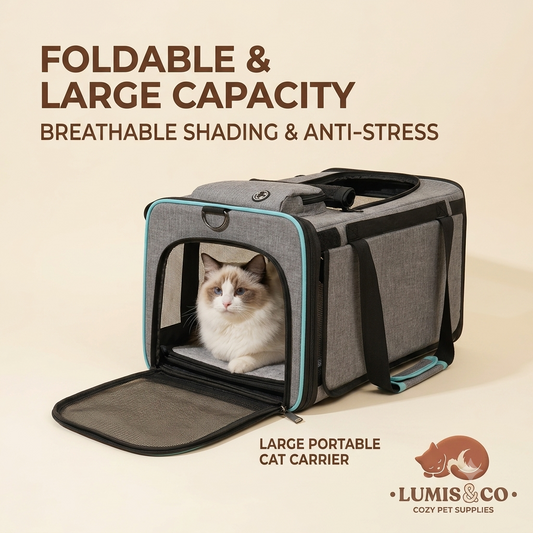 Foldable Large Capacity Cat Carrier with Breathable Mesh and Anti-Stress Design