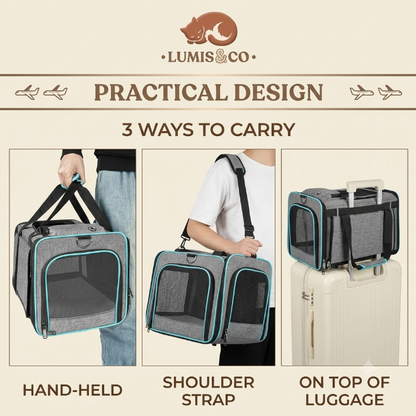 Foldable Large Capacity Cat Carrier with Breathable Mesh and Anti-Stress Design